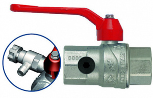 Кран шаровой со сливом,, 1/2"ВВ, крас.