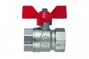 Кран шаровой PERFECTA (ручка-бабочка) 1/2"ВВ, крас.