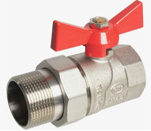 Кран шаровой Grand угловой с американкой (ручка-бабочка) 1" ВР-НР (Арт.:EU.ST1288050 1)