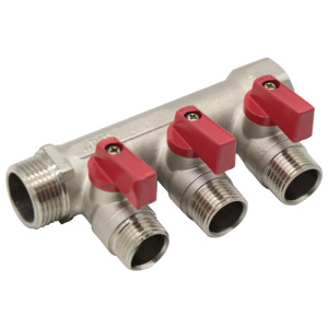 Коллектор с отсекающими шаровыми кранами, 3 выхода 3/4"х1/2" Kromwell