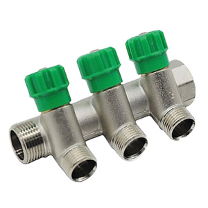 Коллектор с регулируемыми вентилями и переходами на наружную резьбу, 3 выхода 1"х1/2" Kromwell