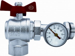 Кран шаровой угловой коллекторный с термометром 1 1/4" (Арт.:EU.ST6043060 114)