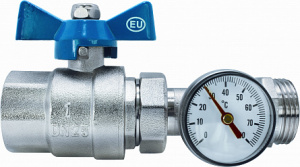 Кран шаровой прямой коллекторный с термометром EUROS 1" (Арт.:EU.ST6044050 1)