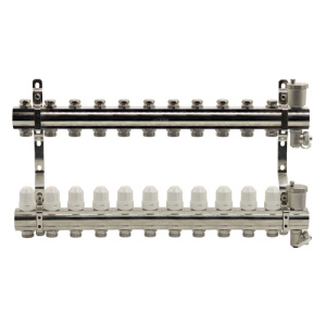 Блок коллекторный Kromwell с термостатическими вставками и запорными клапанами 1"x3/4"x11