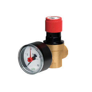 Клапан предохранительный 1/2", ВР, с манометром, 7 бар