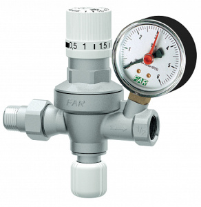 Редуктор подпитки автоматический 1/2", с визуализацией настраиваемого давления на выходе, с манометром FAR
