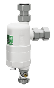 Дешламатор (сепаратор шлама) COMPACTFAR 3/4", накидные гайки, с магнитом, белый корпус FAR