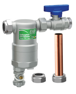 Дешламатор (сепаратор шлама) COMPACTFAR 3/4", с магнитом, в комплекте: медные трубки Ду=18 мм, L=100 мм - 2 шт; гайки Ду18 мм - 2 шт FAR