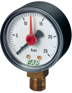 Манометр 1/4 (радиальное соед.) 50мм, 0-10 бар.