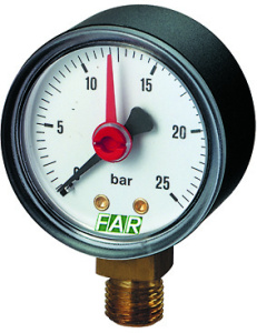 Манометр 1/4", радиальное соединение, 0-25 бар, -30…120°С, ф50 мм FAR