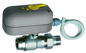 Кран шаровой 2-х ход., 1/2", НР-ВР, зонный, 220 В, 8 сек, с ручной деблокировкой FAR