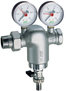 Фильтр 3/4", НР-ВР, 100 мкм, с манометром, Tmax: 95 °С, 25 бар FAR
