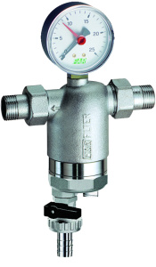 Фильтр 3/4", НР-НР, 100 мкм, с магнитной вставкой, с манометром, Tmax: 95 °С, 25 бар FAR