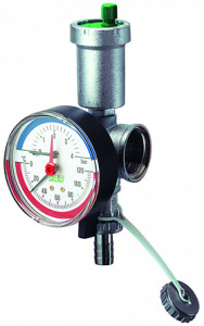 Узел 1 1/4", ВР-ВР, с автоматическим воздухоотводчиком, термоманометром 0-4 бар, 0-120 _С и сливным краном, хромированный FAR