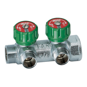 Коллектор регулирующий 3/4" (ВР-НР) с 2 отв. 1/2" НР (межосев. 45 мм), плск.упл.