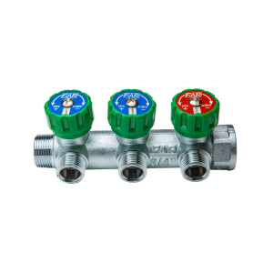 Коллектор регулирующий 3/4", ВР-НР, 3 отвода 1/2", НР, межосевое 45 мм FAR