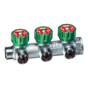 Коллектор регулирующий 3/4", 3 отвода М24х19 FAR