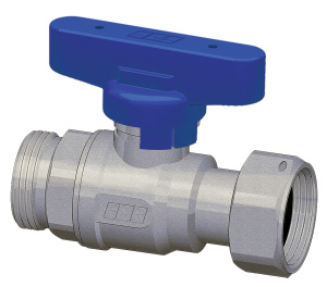 Кран шаровой хромир. 3/4' НР-накидн.гайка, (бабочка, син.)