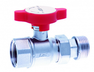 Кран шаровой с американкой, хром., 3/4", синяя ручка