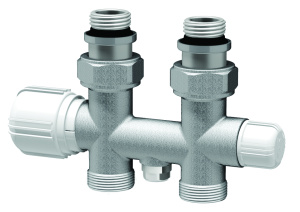 Узел Н-образный, с термо. и зап.клапанами, прямой, М24х19- 3/4", ВР FAR