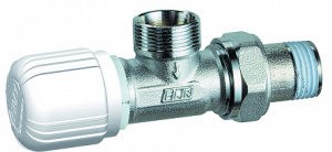 Вентиль термостатический угловой, с горизонтальной буксой, 1/2", М24х19 FAR