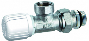 Вентиль термостатический угловой, с горизонтальной буксой, 1/2", ВР, EPDM FAR