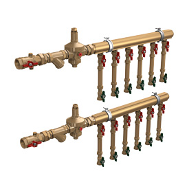 Узел коллекторный водоснабжения этажный, 1" x 3/4", 4 зоны, Giacomini