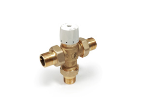 Термостат.смесит.клапан для ГВС, 1/2” - Kv 1,3, защита от ожога, отводы с накид.гайками, нехромир.