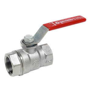 Кран шаровой со сливом, стандартный проход, 1 1/2”, сливной кран 3/8”, ручка-рычаг, красная, ВР-ВР