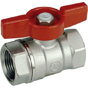 Кран шаровой, стандартный проход, 1”, ручка-бабочка, красная, ВР-ВР, хромированный