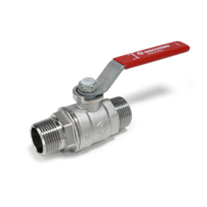 Кран шаровой, стандартный проход, 1”, ручка-бабочка, красная, НР-НР, хромированный
