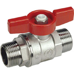 Кран шаровой, стандартный проход, 3/4”, ручка-бабочка, красная, НР-НР, хромированный