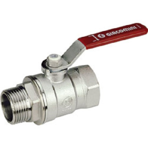 Кран шаровой, стандартный проход, 1/2”, ручка-рычаг, красная, ВР-НР, хромированный