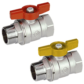 Кран шаровой, стандартный проход, 1 1/4”, ручка-бабочка, красная, ВР-НР, хромированный