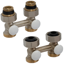 Узел нижнего подключения прямой, для двухтрубных систем, компактный, 1/2"F x 3/4"EK