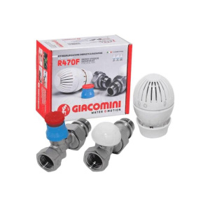 Комплект термостатический для отопительного прибора, 1/2” - прямой, термоголовка R470, термост.кл. R402TG, отсечн.кл.