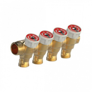 Коллектор сантехнический, сборный, с отсечными вентилями НР 3/4" x 1/2" /4