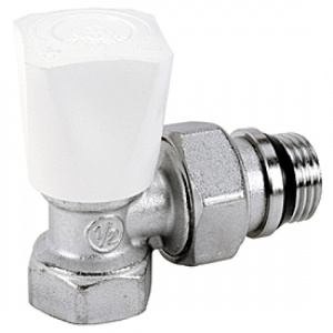 Клапан ручной угловой компактной серии, хромированный, отвод с герметичной прокладкой, 1/2"