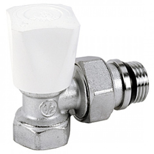 Клапан прямой ручной компактной серии, хромированный, отвод с герметичной прокладкой, 1/2"