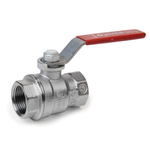 Кран шаровой, полнопроходной, 2 1/2”, ручка-рычаг, красная, ВР-ВР, хромированный