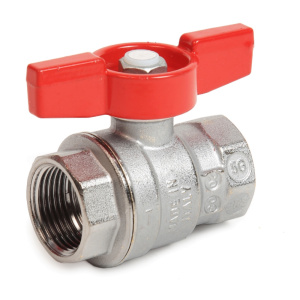 Кран шаровой с вн./вн. резьбой, 3/8" полнопроходной, ручка - бабочка