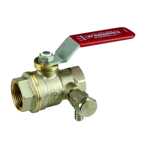 Кран шаровой со сливом, полнопроходной с шаром DADO, 3/4”, ручка-рычаг, красная, ВР-ВР, никелированный