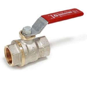 Кран шаровой с шаром DADO, полнопроходной, 1 1/2", ручка-рычаг, красная, ВР-ВР, никелированный