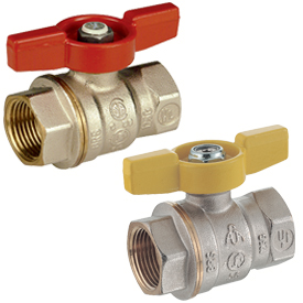 Кран шаровой с шаром DADO, полнопроходной, 1 1/4", ручка-бабочка, красная, ВР-ВР, никелированный