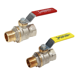 Кран шаровой с шаром DADO, полнопроходной, 1 1/2", ручка-рычаг, красная, ВР-НР, никелированный