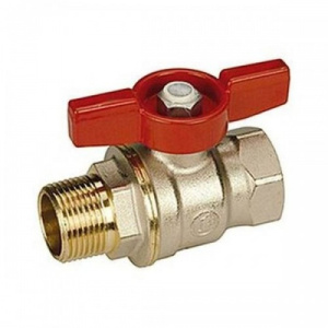 Кран шаровой с шаром DADO, полнопроходной, 1 1/4", ручка-бабочка, красная, ВР-НР, никелированный