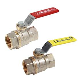 Кран шаровой с шаром DADO, полнопроходной усиленный, 1/2", ручка-рычаг, красная, ВР-ВР, никелированный