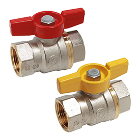 Кран шаровой с шаром DADO, полнопроходной усиленный, 1/4", ручка-бабочка, красная, ВР-ВР, никелированный