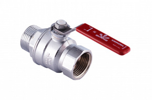 Кран шаровой хром. с вн./нар. резьбой 1 1/4", ручка-рычаг.