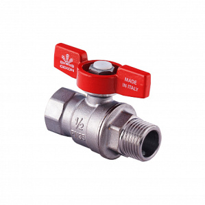 Кран шаровой 1 1/4", ВР-НР, хром., ручка бабочка Gekon